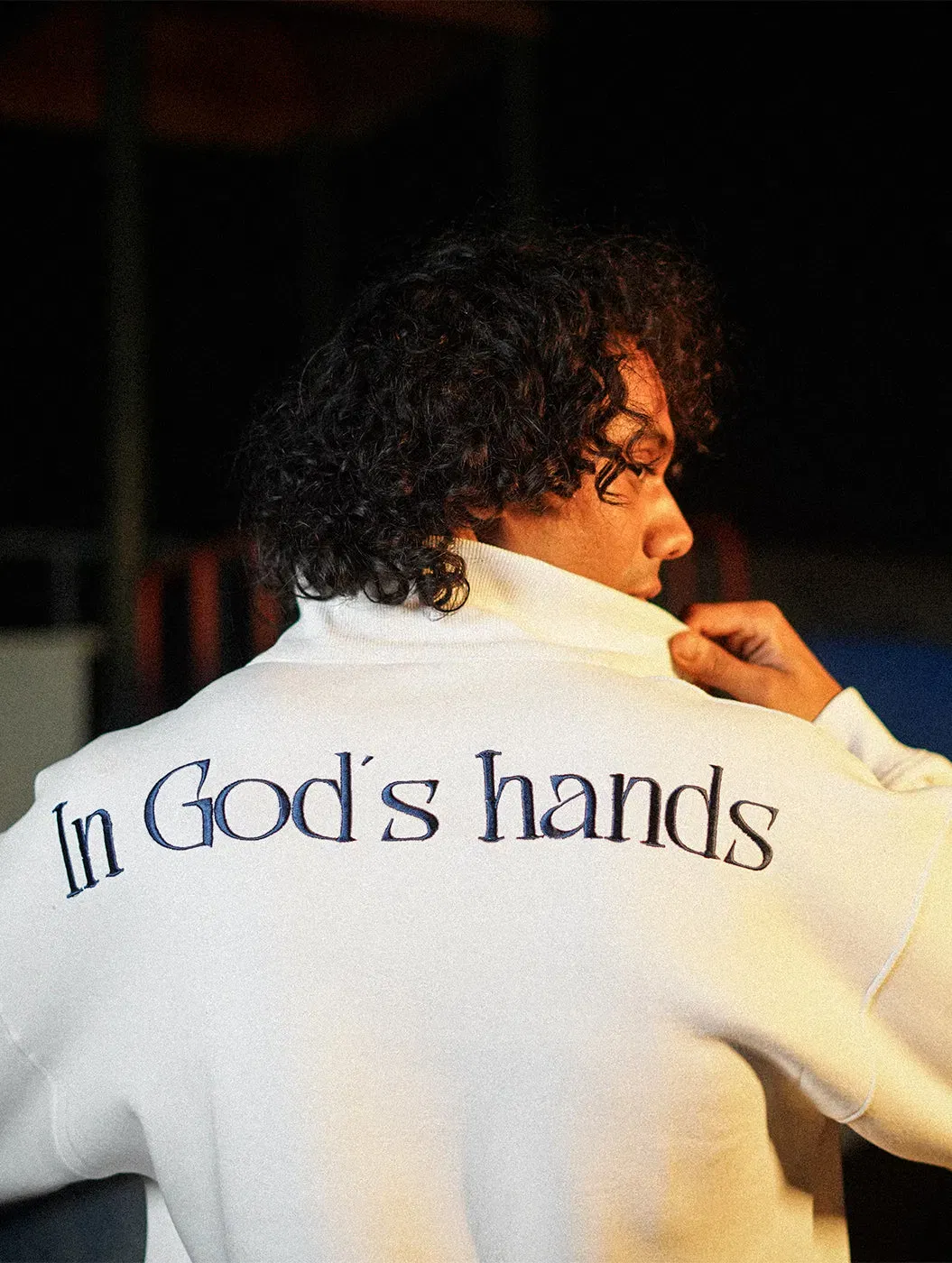 God's Child - White Quarter Zip Drop Shoulder Unisex Oversized Sweatshirt