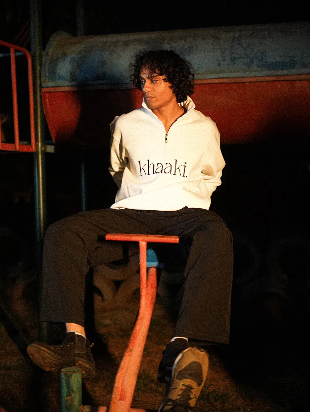God's Child - White Quarter Zip Drop Shoulder Unisex Oversized Sweatshirt