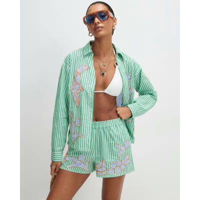 Green Striped Toucan Shorts
