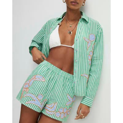 Green Striped Toucan Shorts