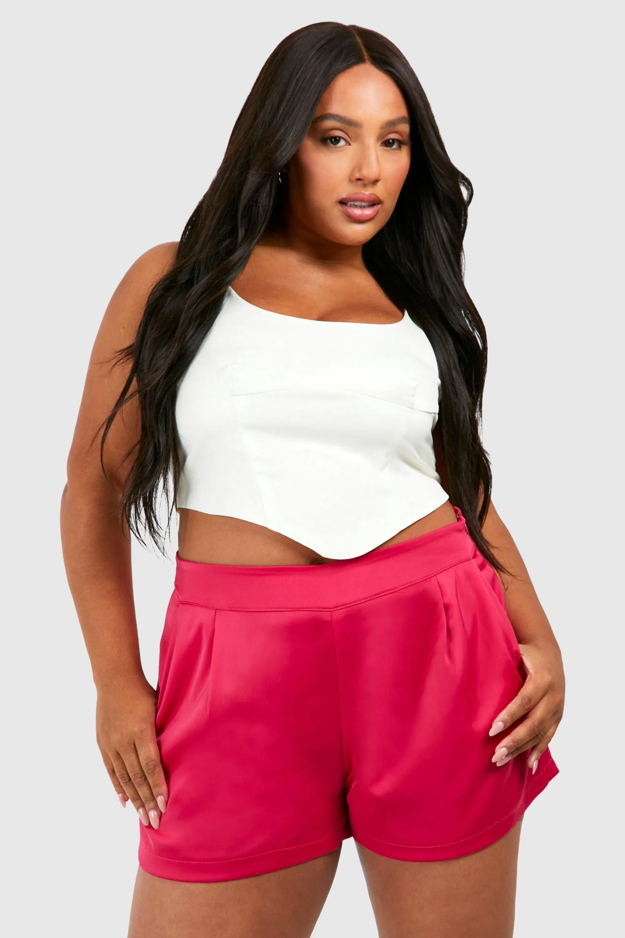 Plus Satin Tailored Short