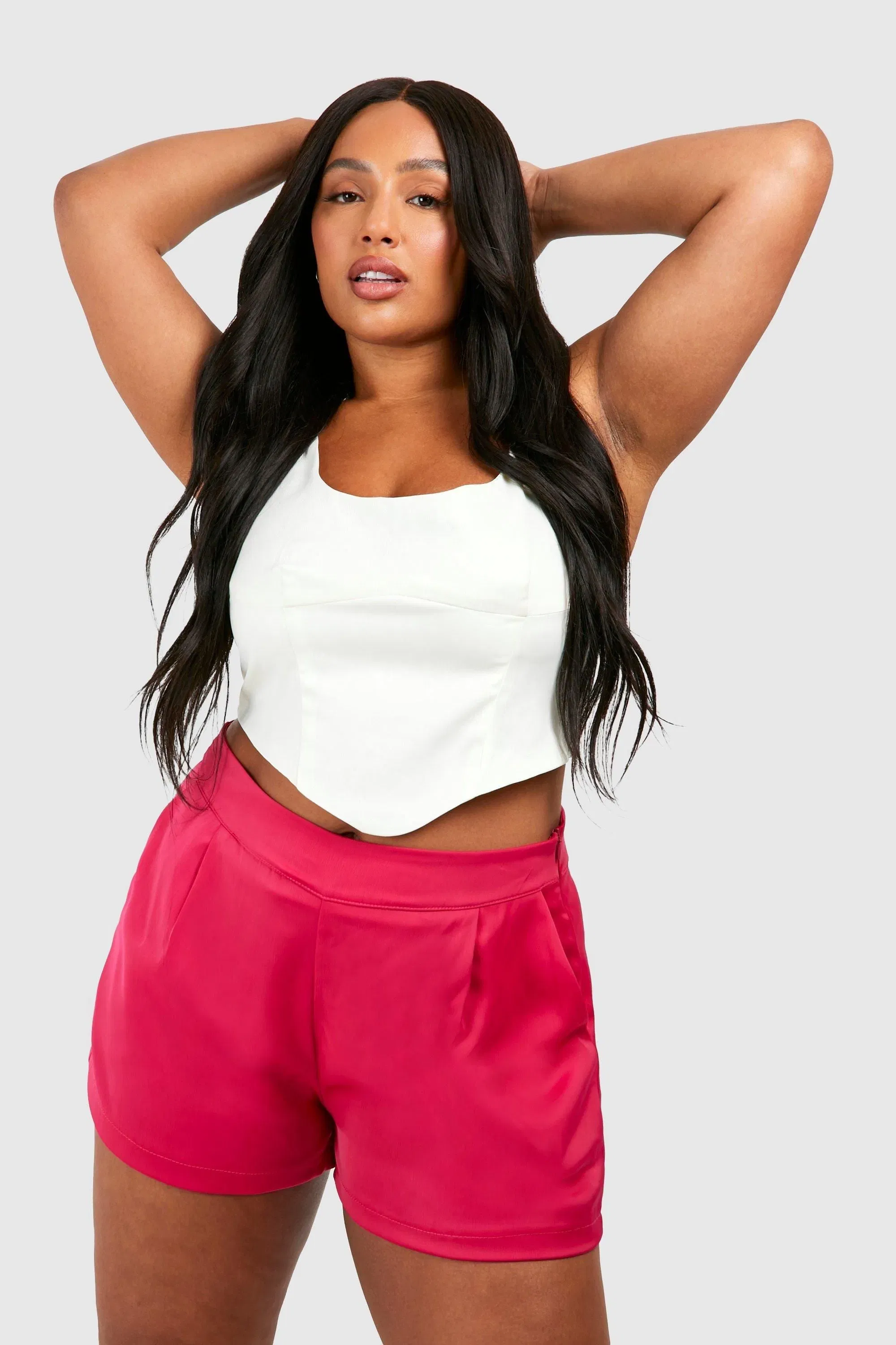 Plus Satin Tailored Short