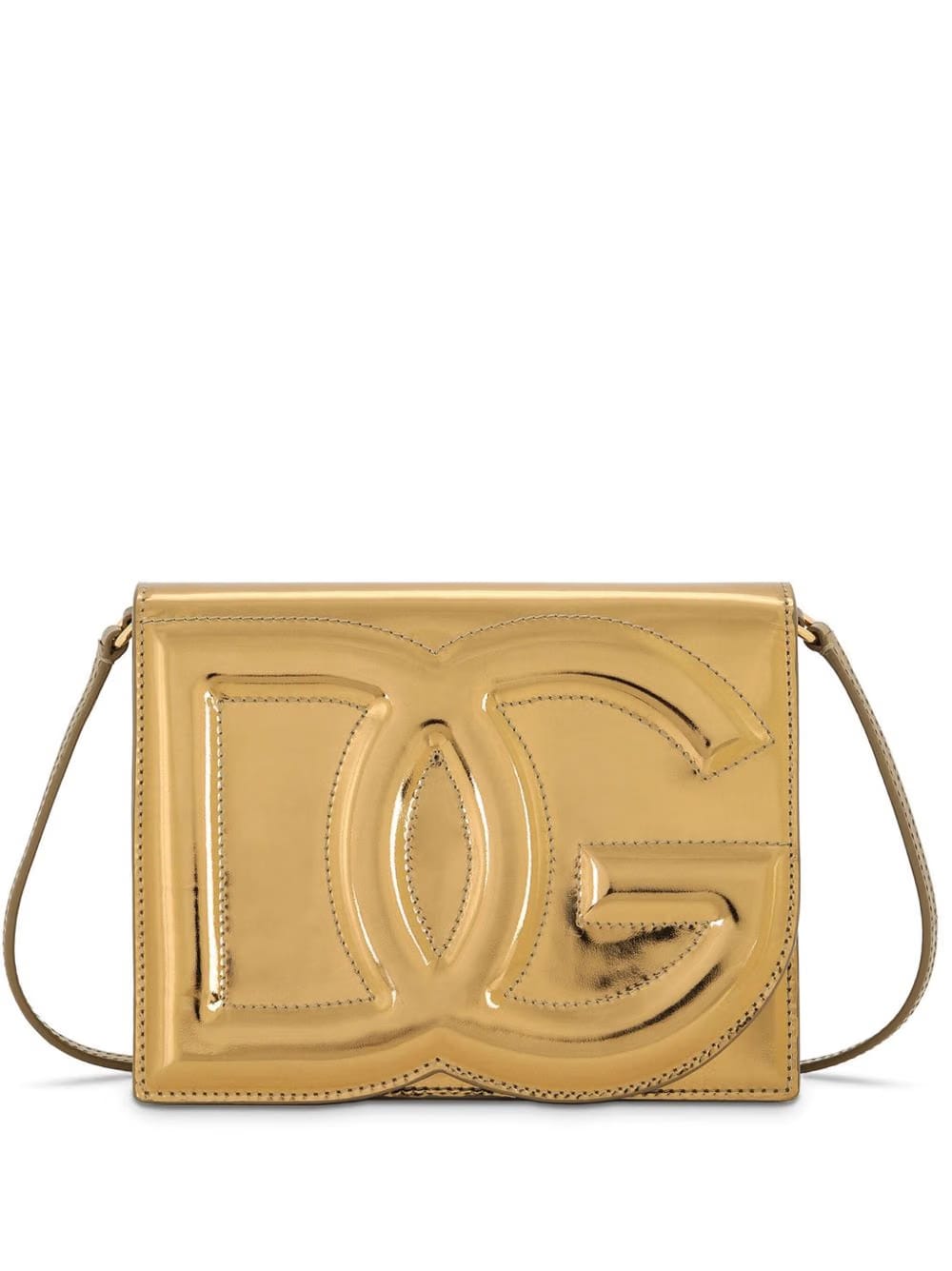 DG logo-embossed metallic-effect crossbody bag