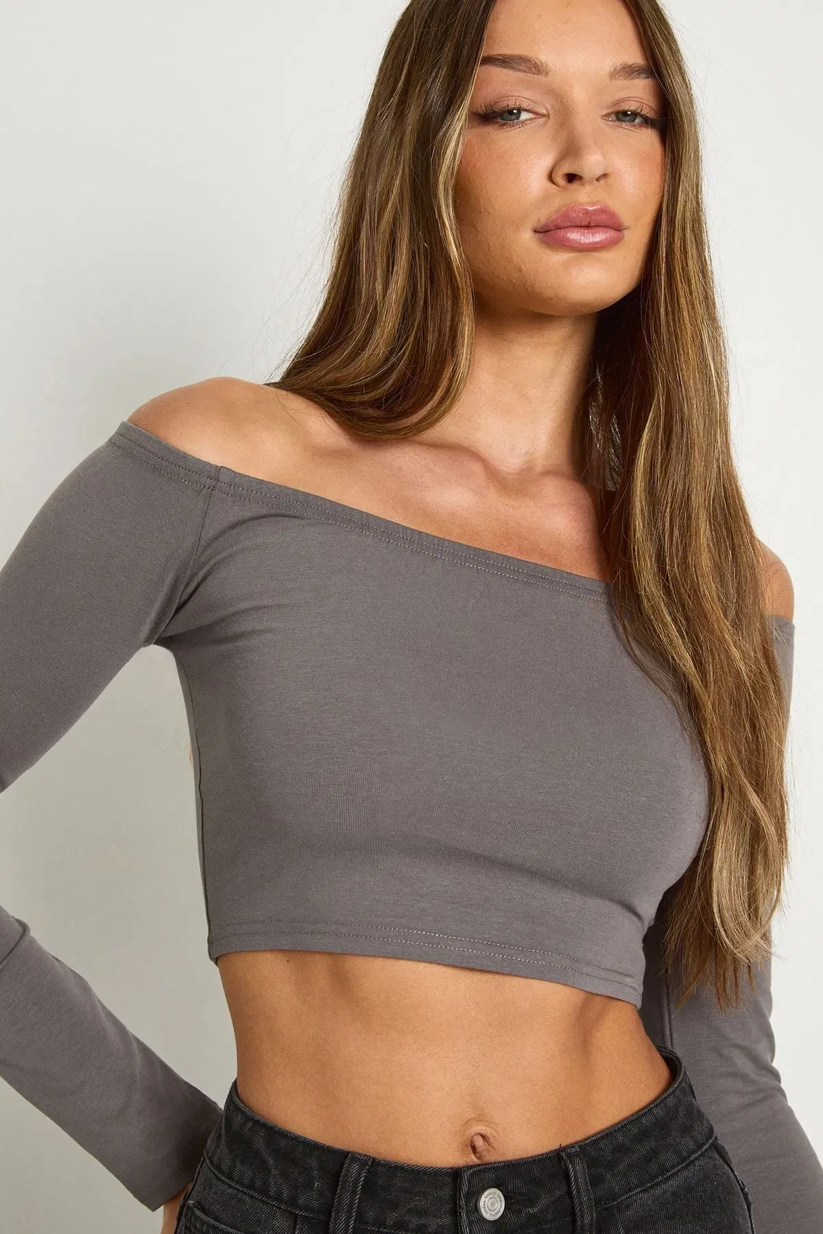Basic Off The Shoulder Long Sleeve Top