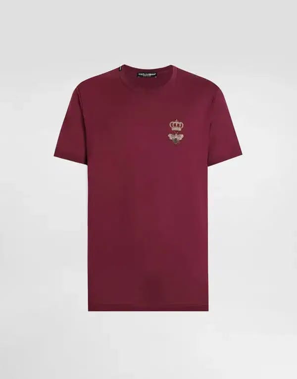 Cotton t-shirt with embroidery - bordeaux