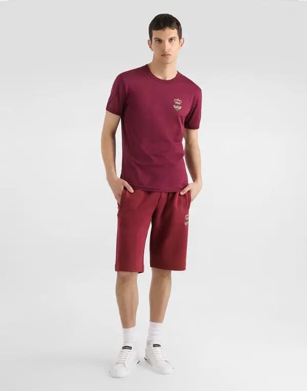 Cotton t-shirt with embroidery - bordeaux