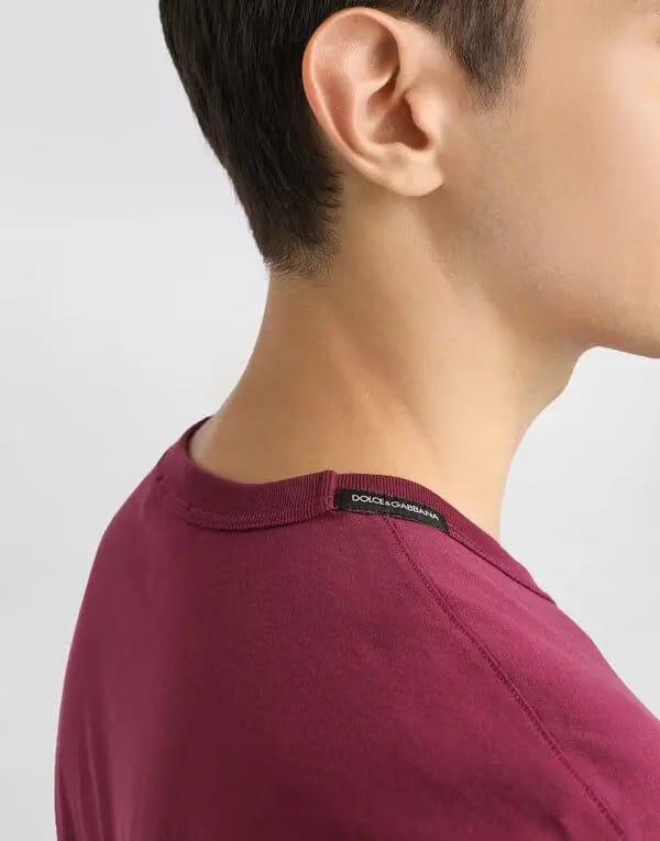 Cotton t-shirt with embroidery - bordeaux