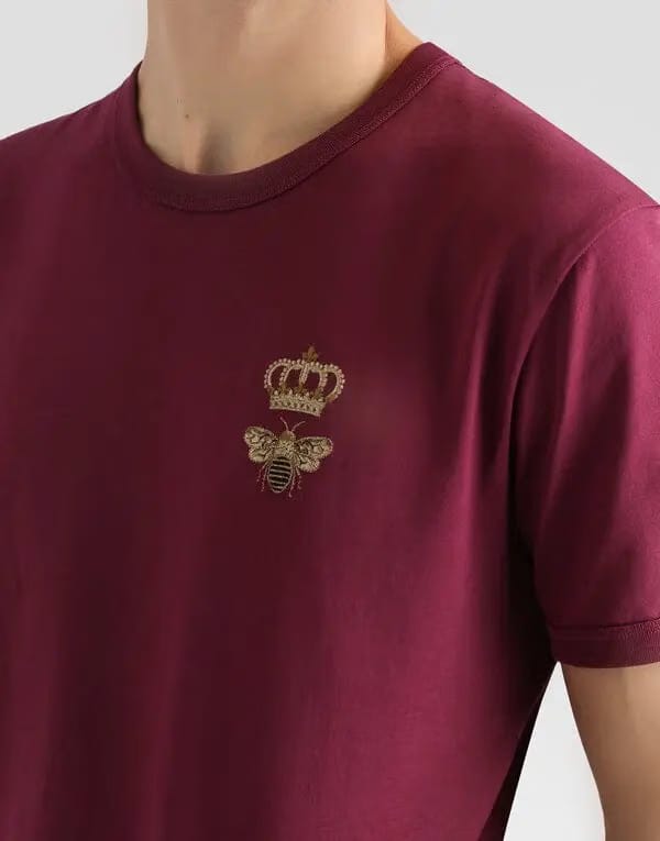 Cotton t-shirt with embroidery - bordeaux