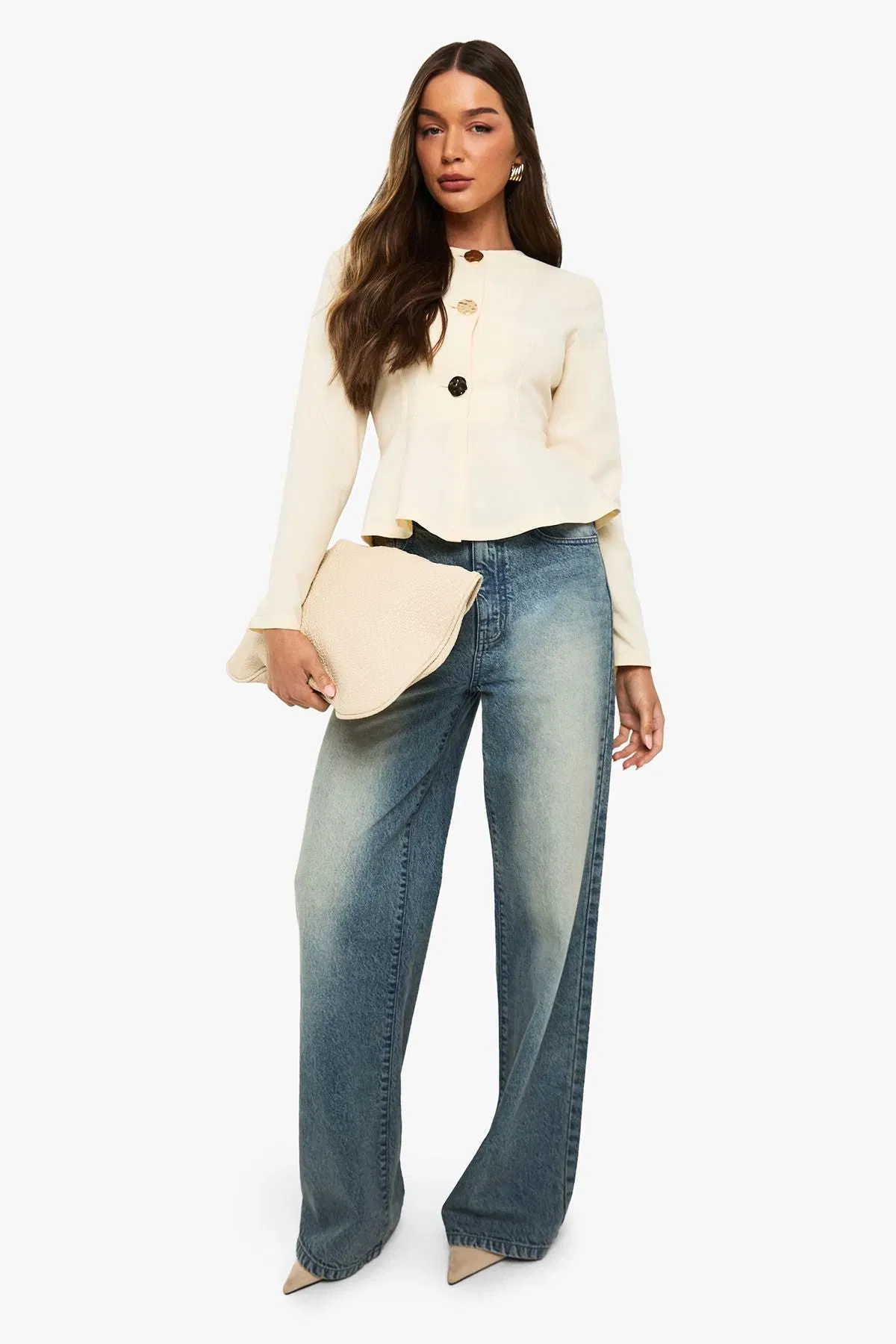 Gold Button Peplum Blazer