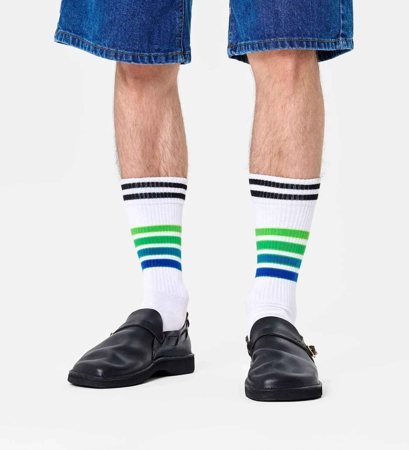 Happy Socks Unisex Street Stripe Sneaker Crew Length Socks for Women and Men