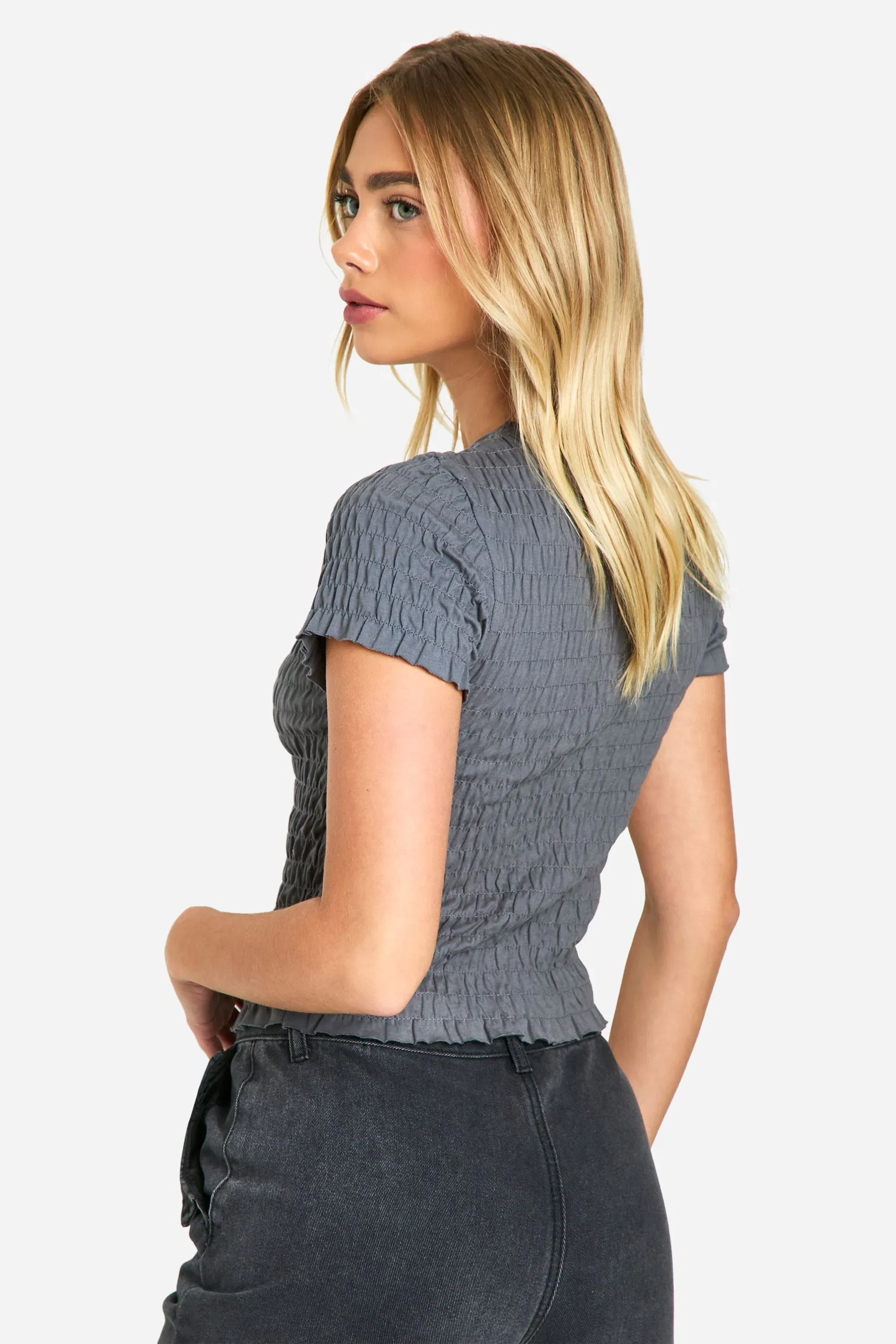 Shirred T-Shirt With Print