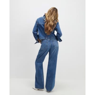 Blue Relaxed Straight Ripped Jeans