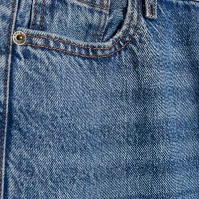 Blue Relaxed Straight Ripped Jeans