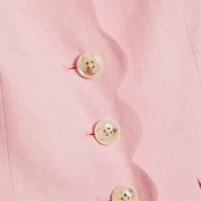 Pink Linen Blend Scallop Trim Waistcoat