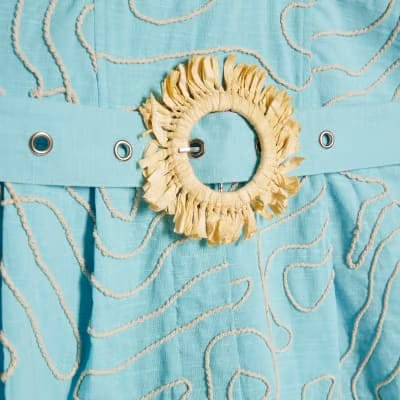 Blue Embroidered Playsuit