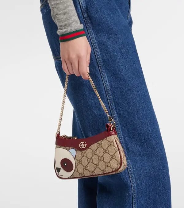 GG Mini Panda Appliqué Shoulder Bag