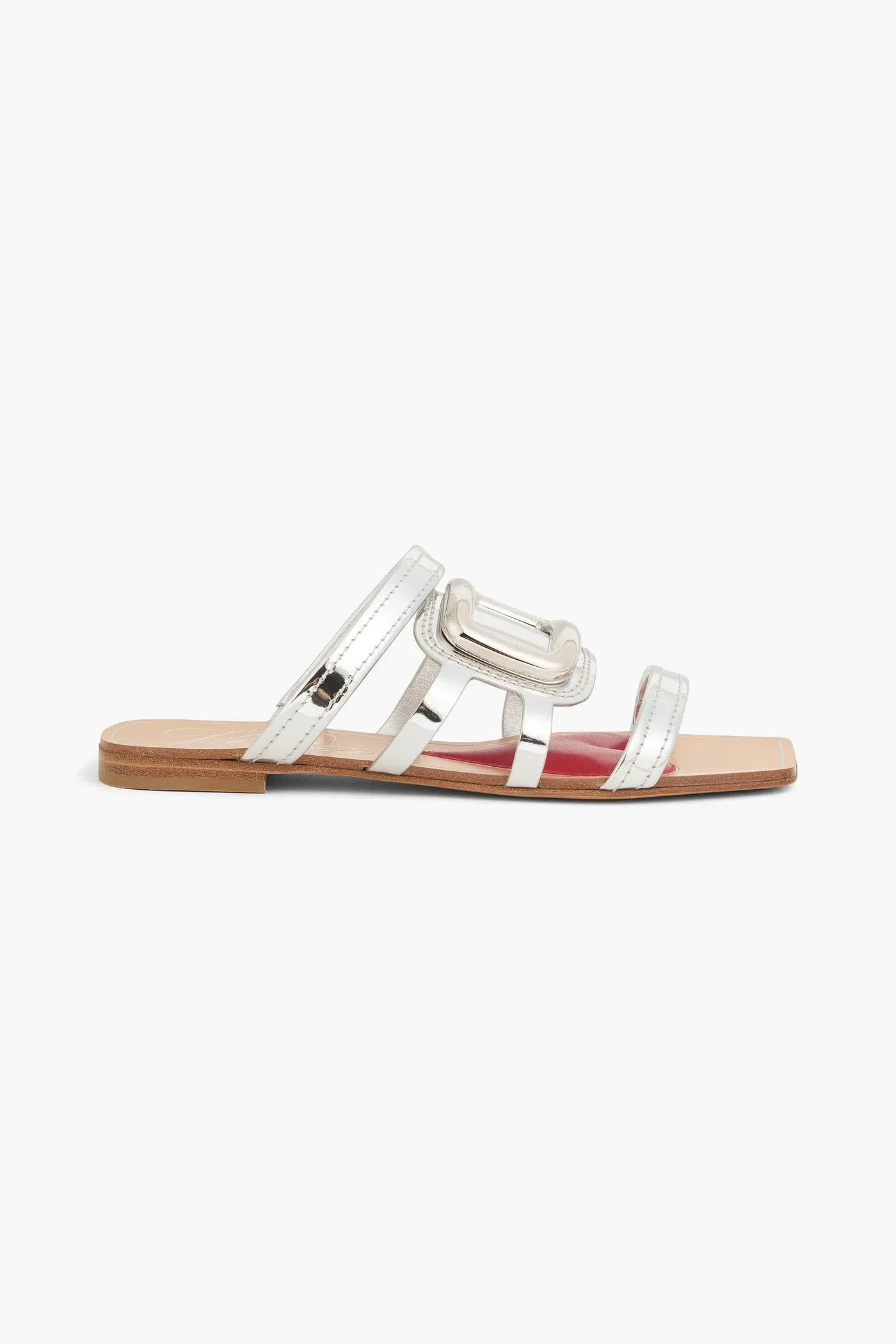 Roger Vivier Embellished Metallic Leather Sandals Silver Women's