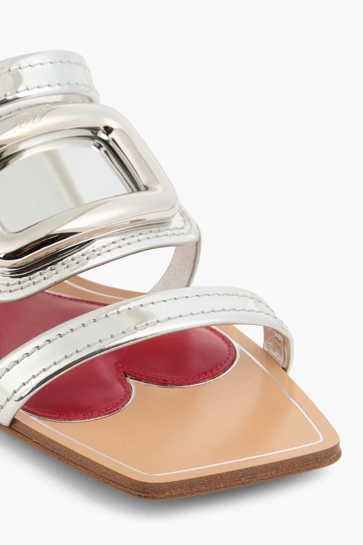 Roger Vivier Embellished Metallic Leather Sandals Silver Women's