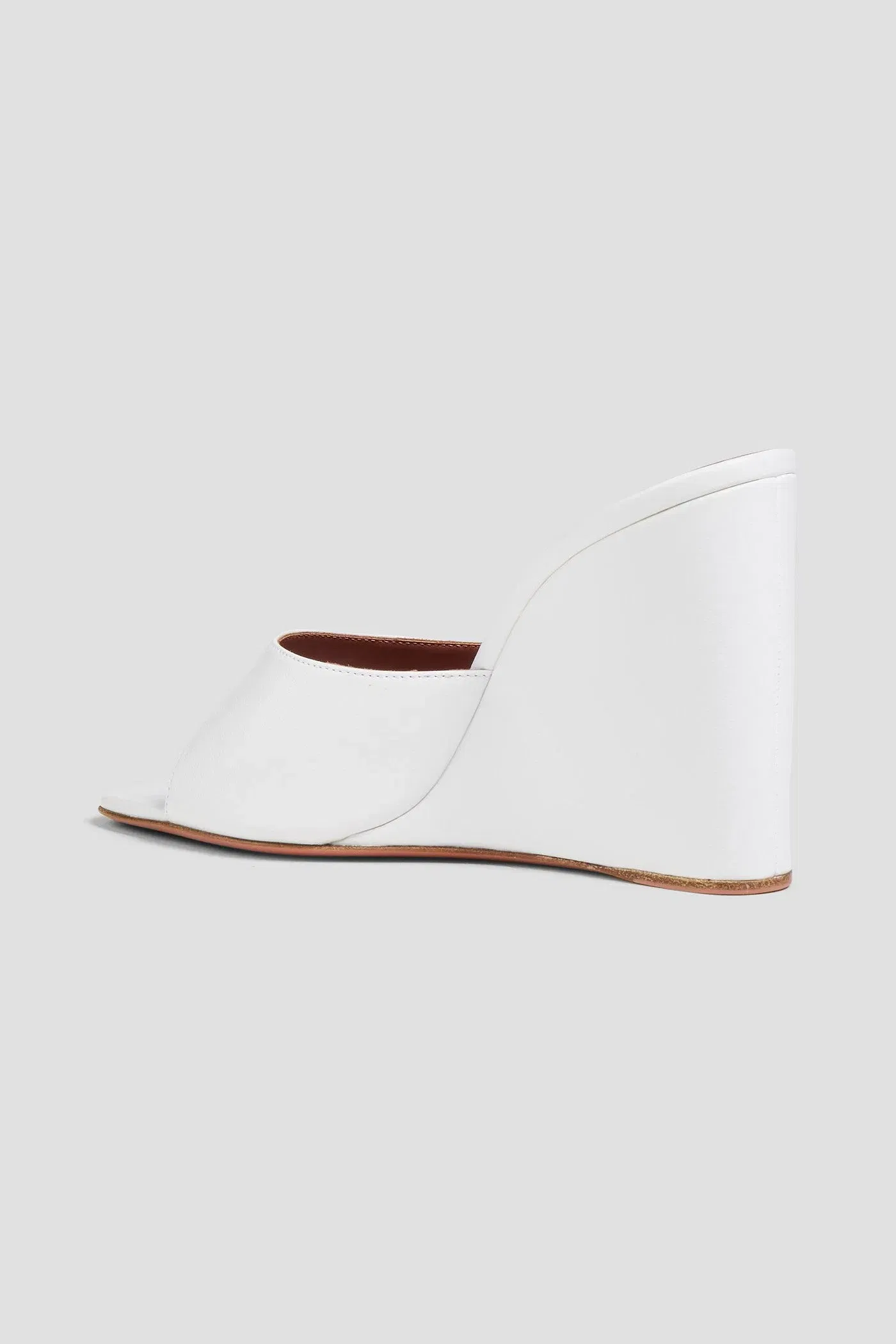 Amina Muaddi Lupita Leather Wedge Mules White Women's