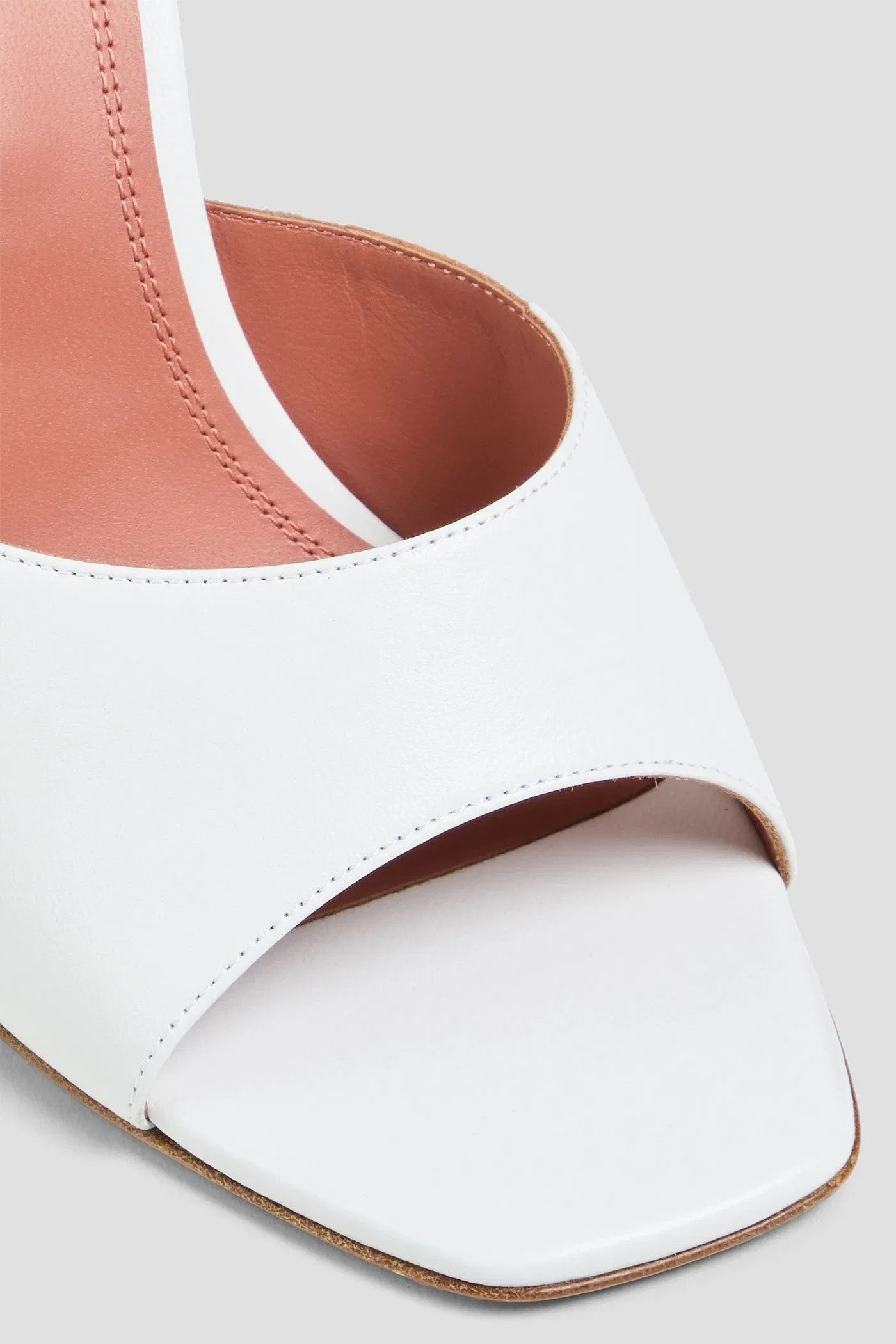 Amina Muaddi Lupita Leather Wedge Mules White Women's