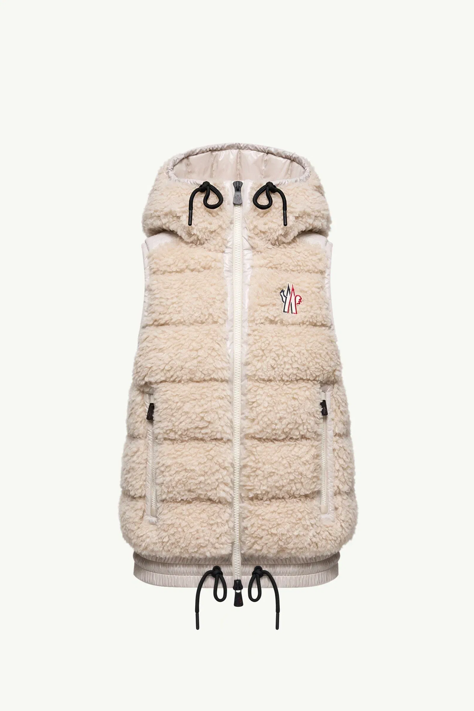 Moncler Teddy Hooded Insulated Vest Light Beige Light Beige