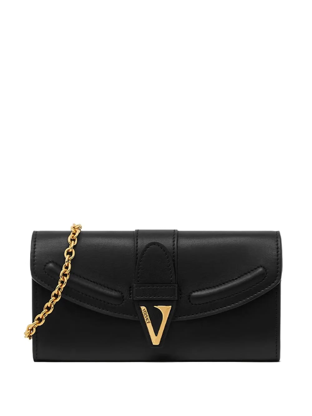 V-logo chain clutch bag