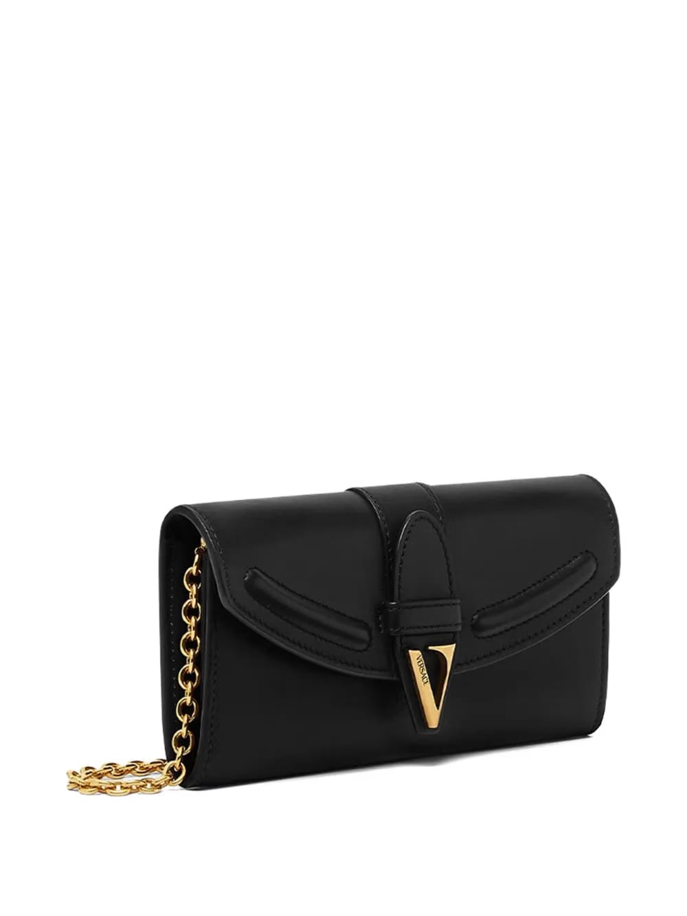 V-logo chain clutch bag