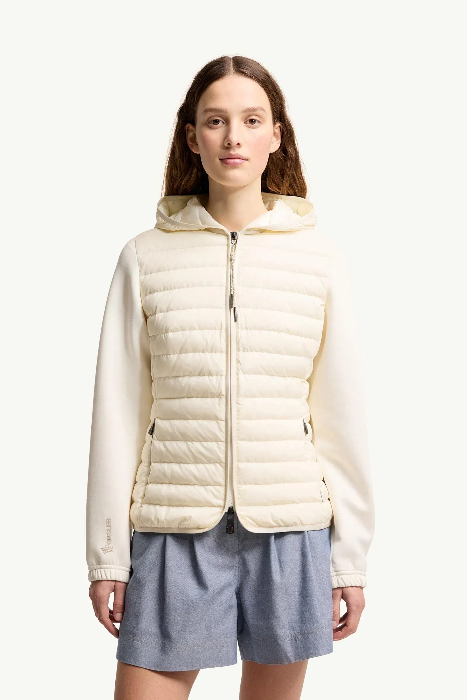 Moncler Padded Zip-Up Hoodie White Ivory White Ivory