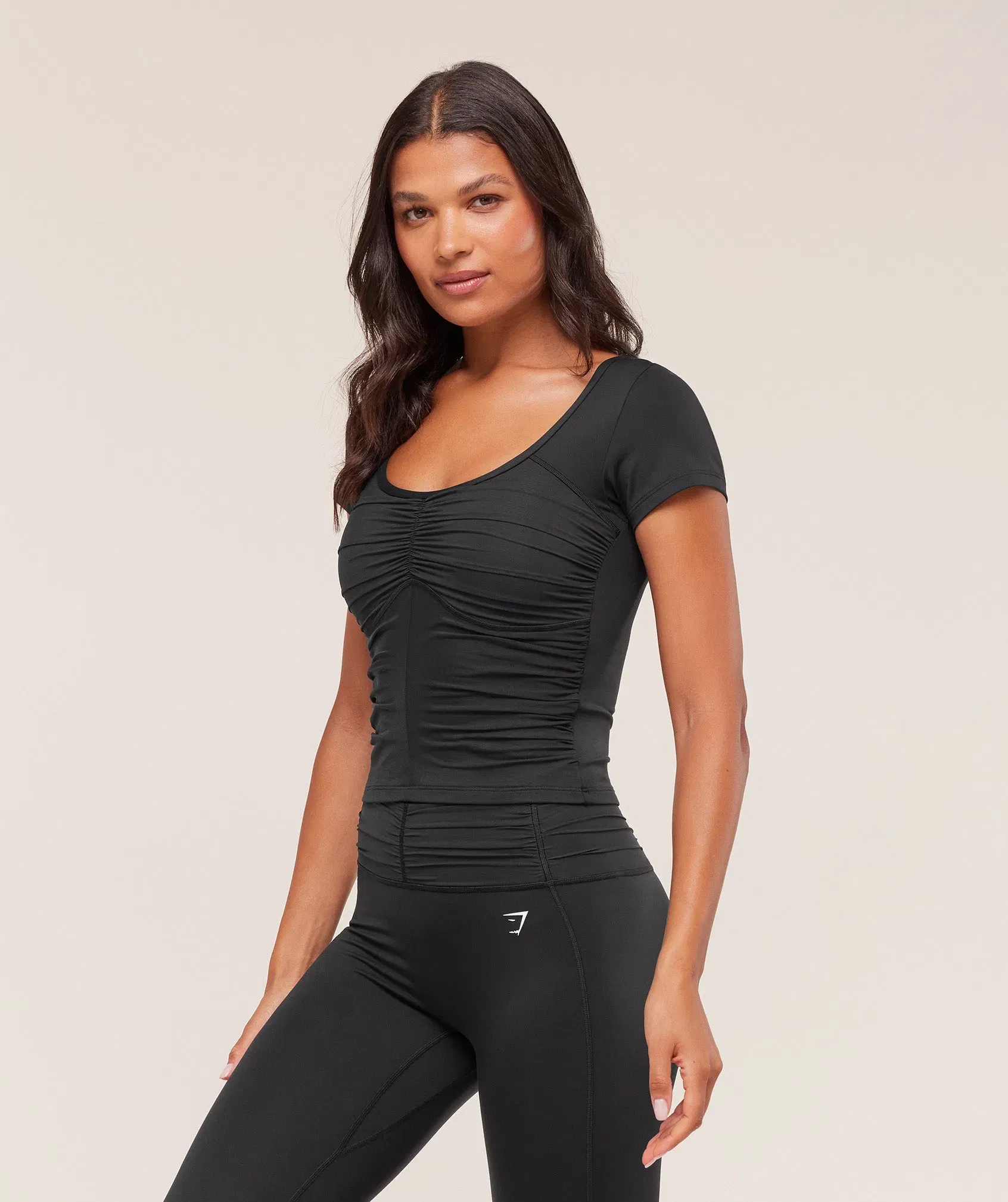 Women's Gymshark Ruche Short Sleeve Top Black