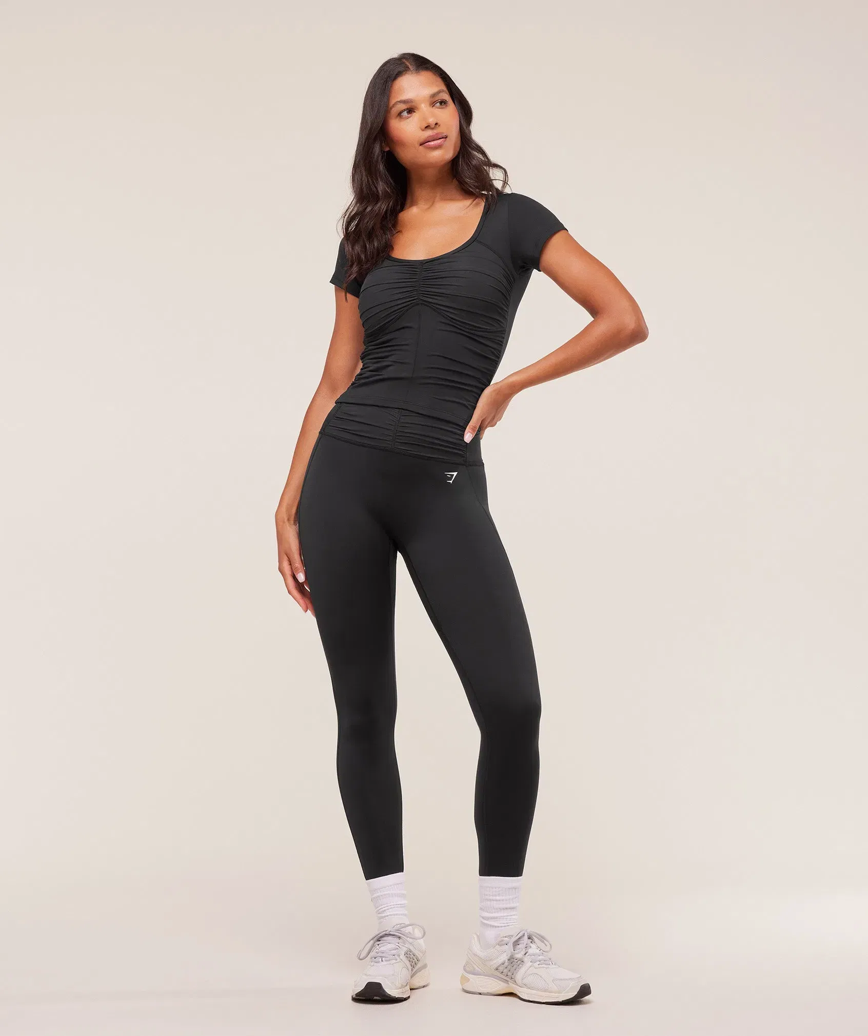Women's Gymshark Ruche Short Sleeve Top Black