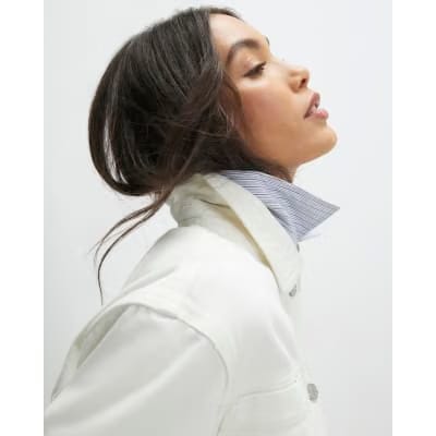 Cream Pocket Front Denim Jacket