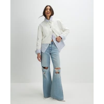 Cream Pocket Front Denim Jacket