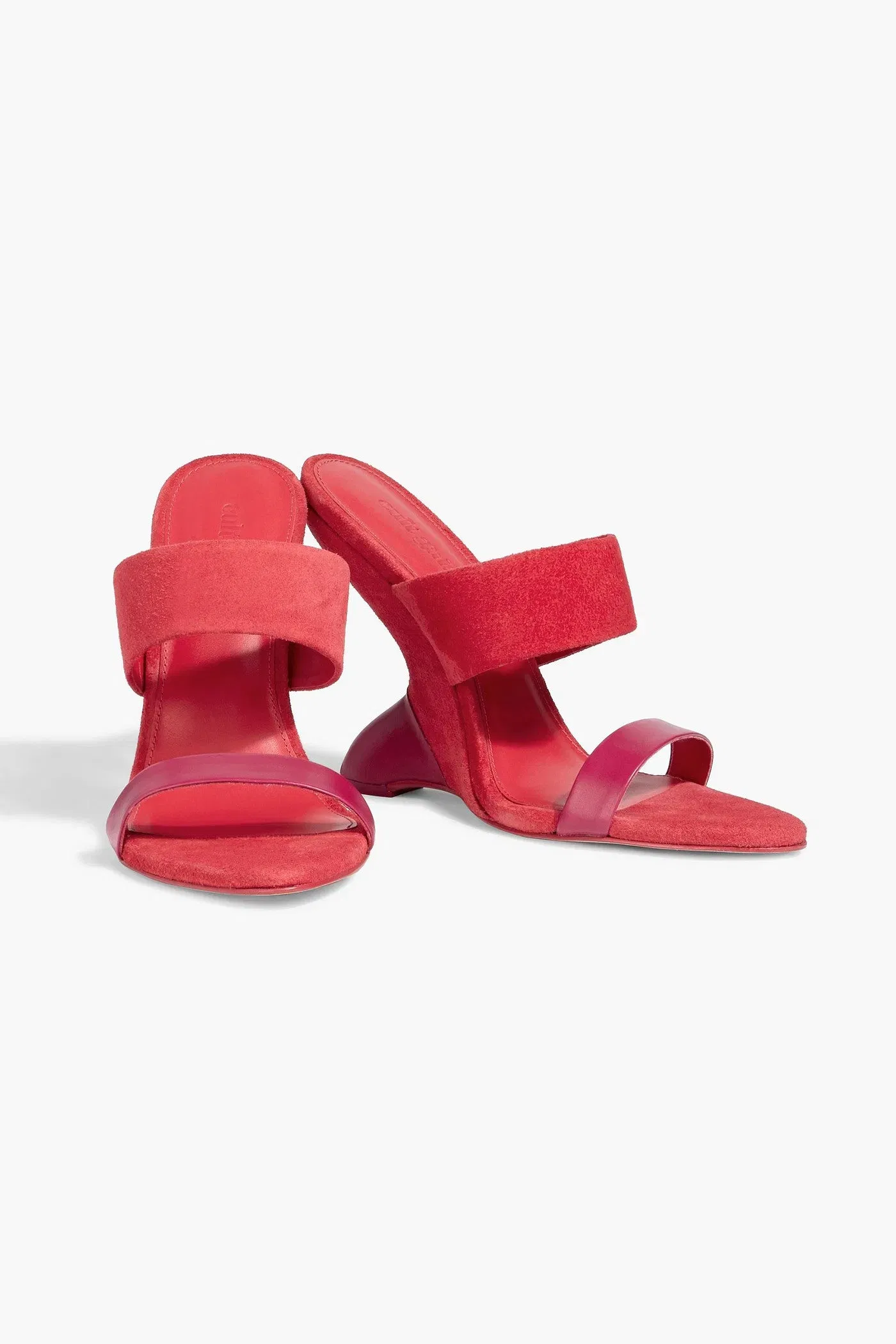 Cult Gaia Yara Suede And Leather Wedge Sandals Red Women's