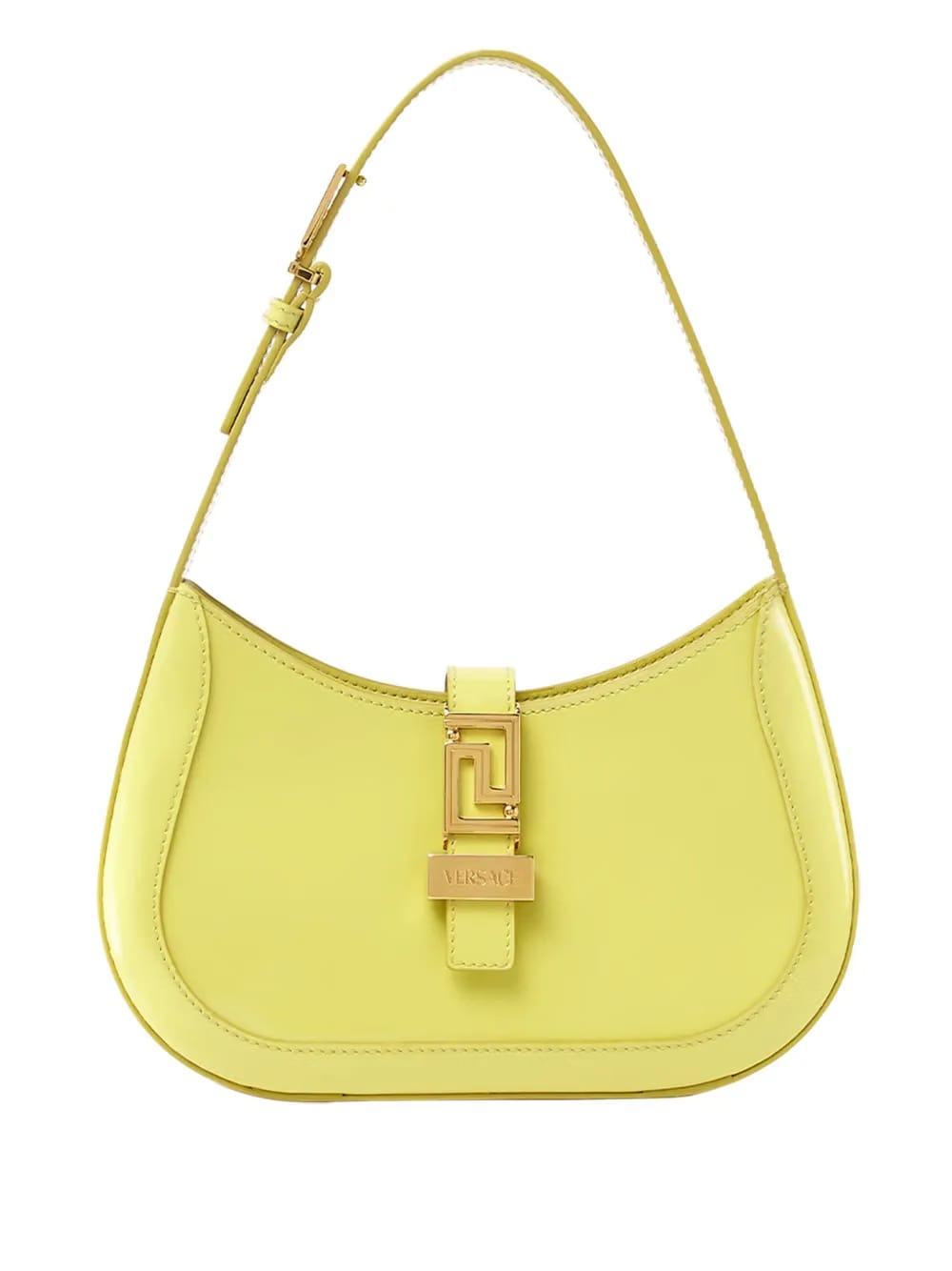 Greca-detail leather shoulder bag