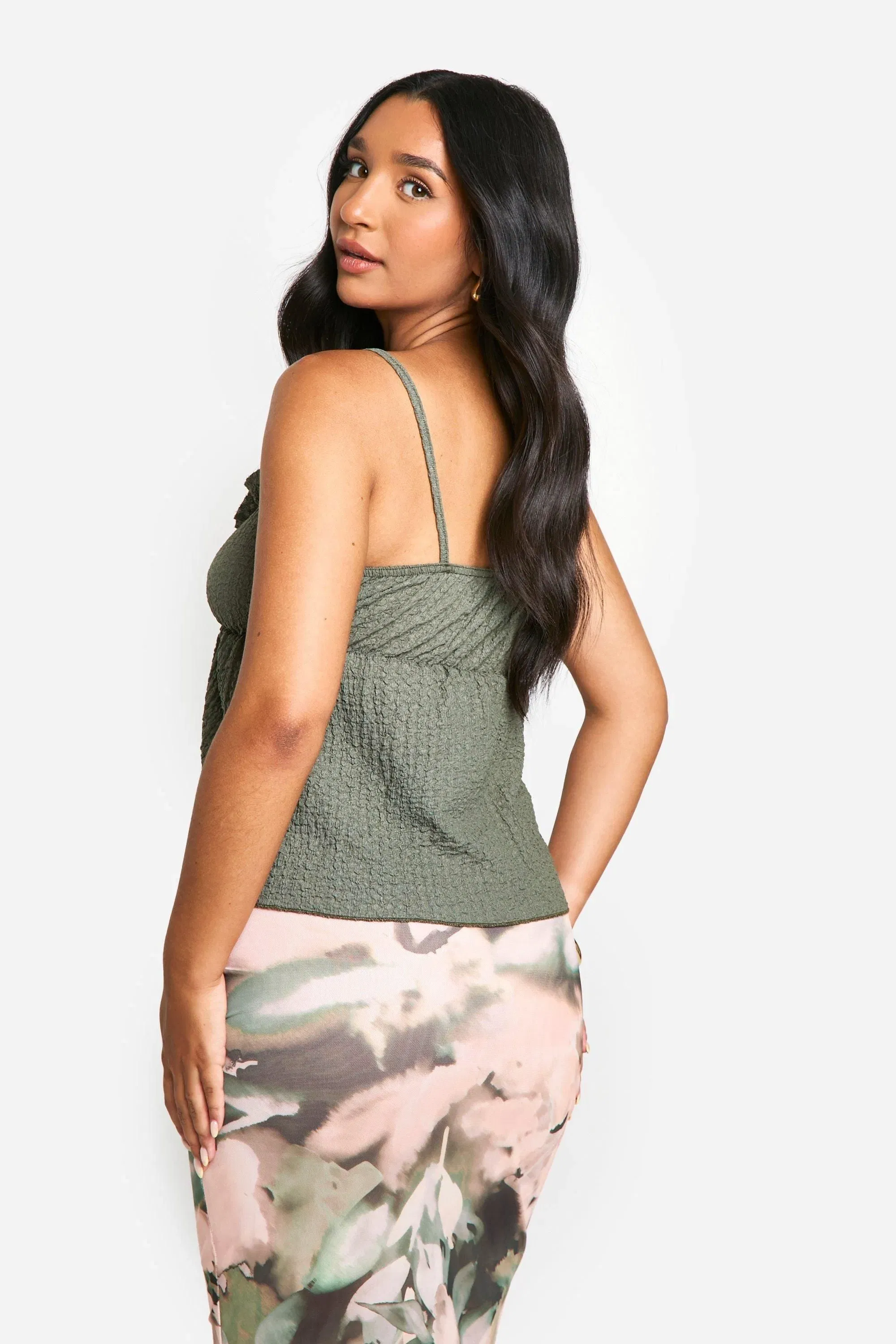 Maternity Textured Strappy Frill Top