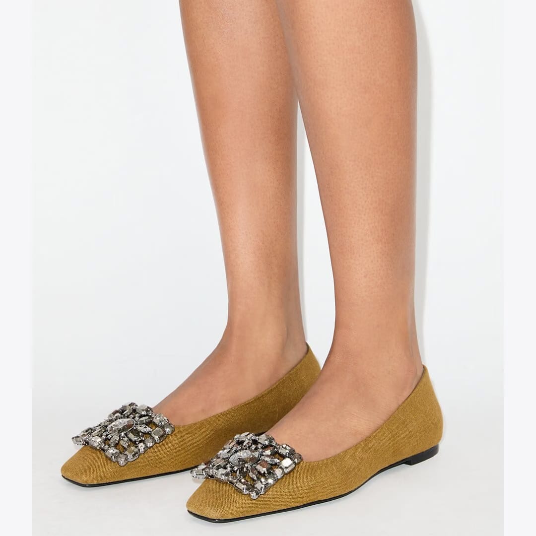 Tory Burch Georgia Crystal Ballet GOLDEN OCHRE