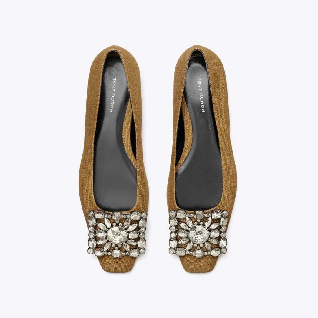 Tory Burch Georgia Crystal Ballet GOLDEN OCHRE