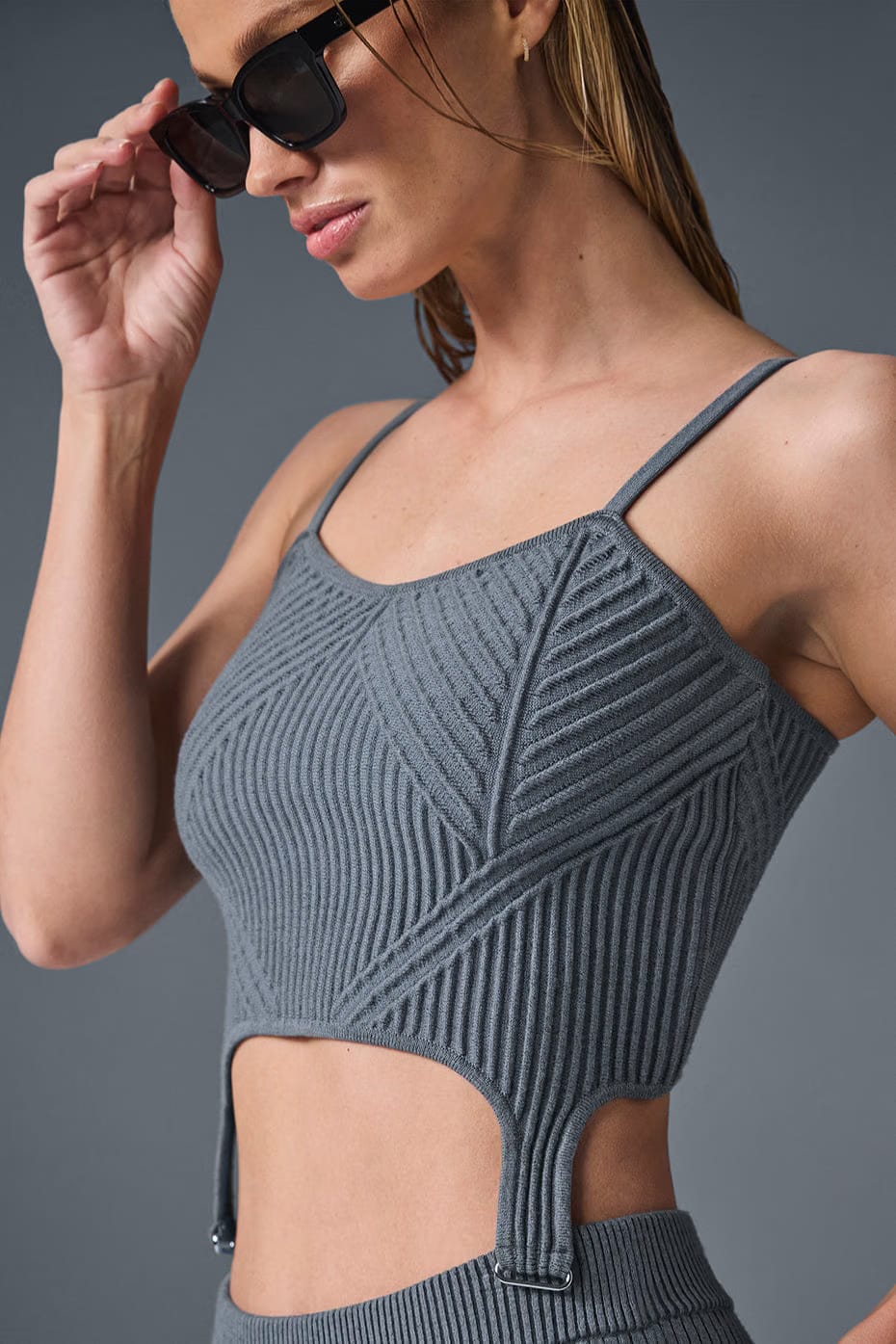 Alo Yoga Denim Knit Garter Tank