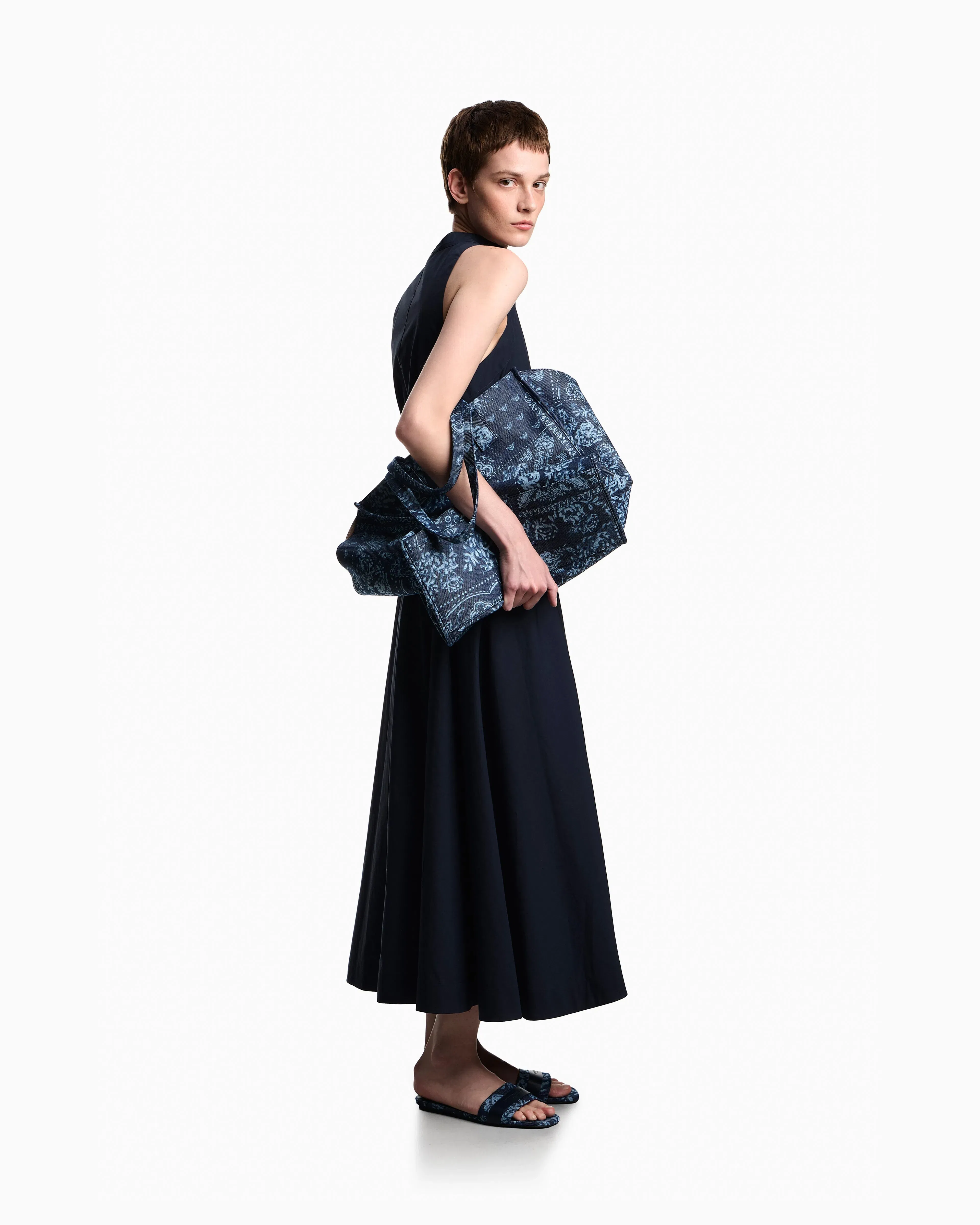 Emporio Armani Long dress with poplin drawstring