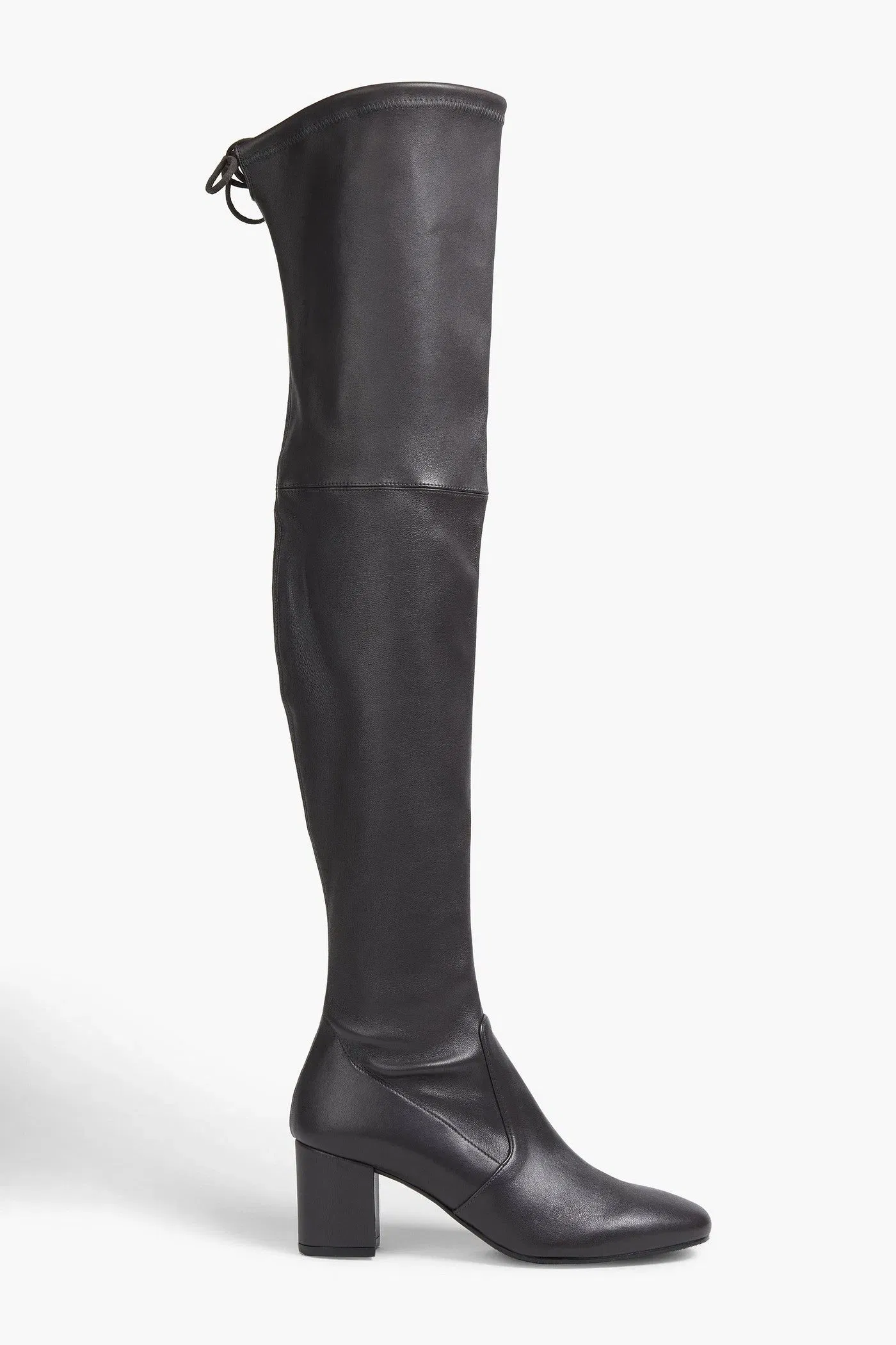Stuart Weitzman Genna 60 Leather Thigh Boots Dark Gray Women's