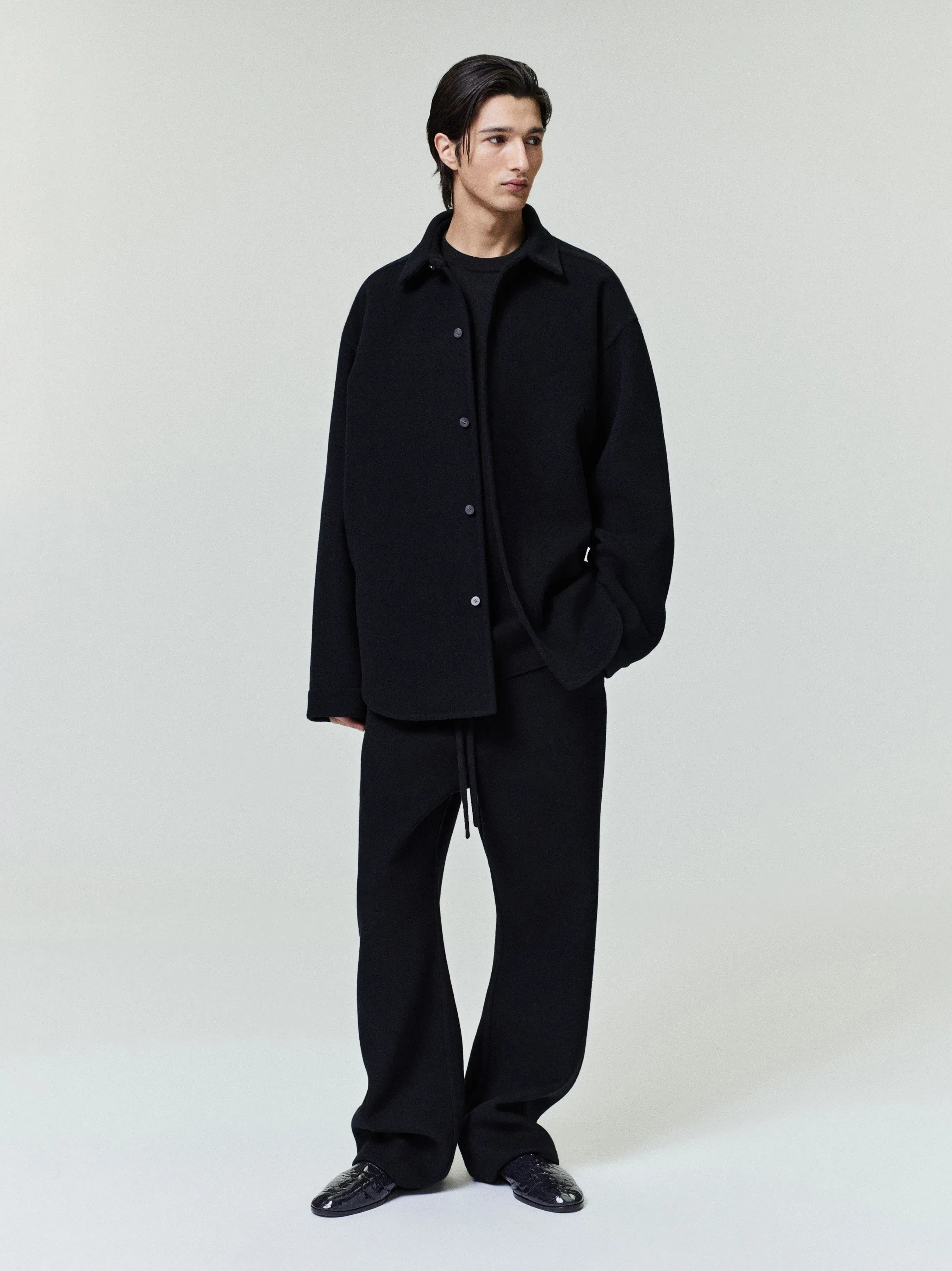 Essentials Double Face Wool Cashmere Flared Pants Black