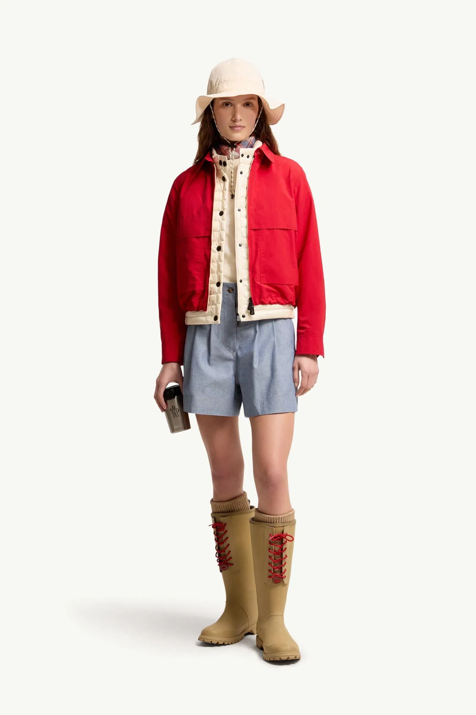 Moncler Technical Froissé Long Sleeve Shirt Red Red