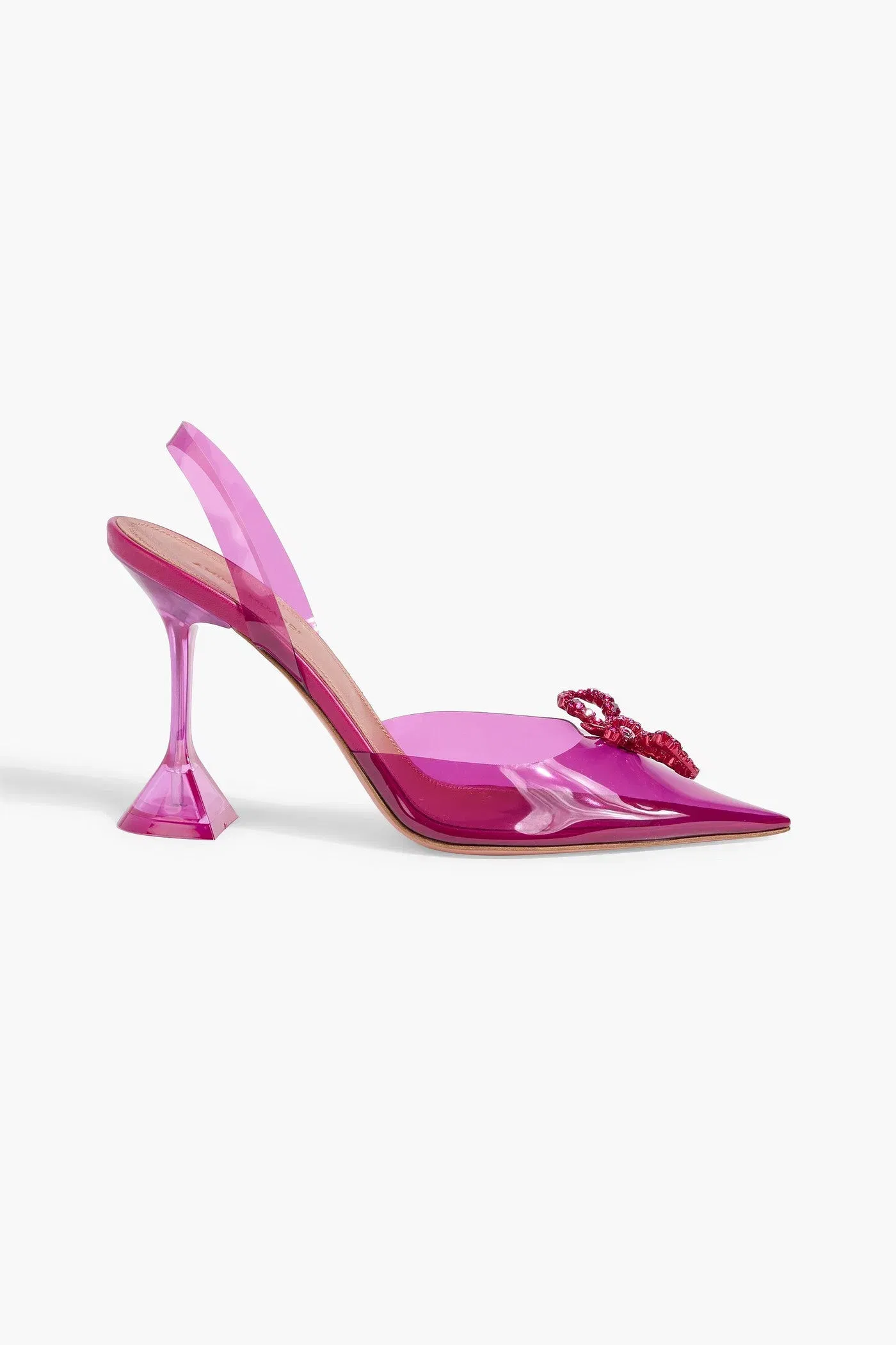 Amina Muaddi Rosie Crystal-Embellished Bow-Detailed Pvc Slingback Pumps Magenta Women's