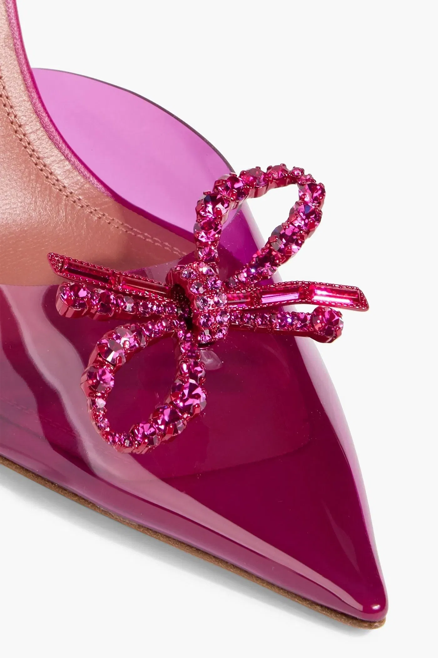 Amina Muaddi Rosie Crystal-Embellished Bow-Detailed Pvc Slingback Pumps Magenta Women's