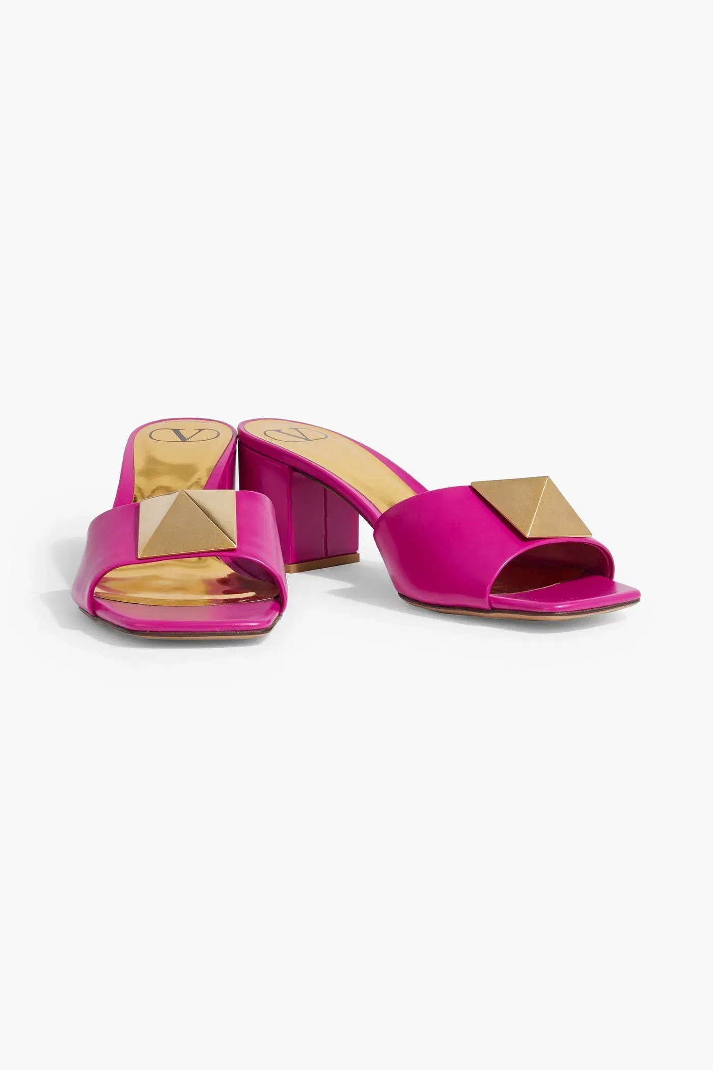 Valentino Garavani One Stud Leather Mules Magenta Women's