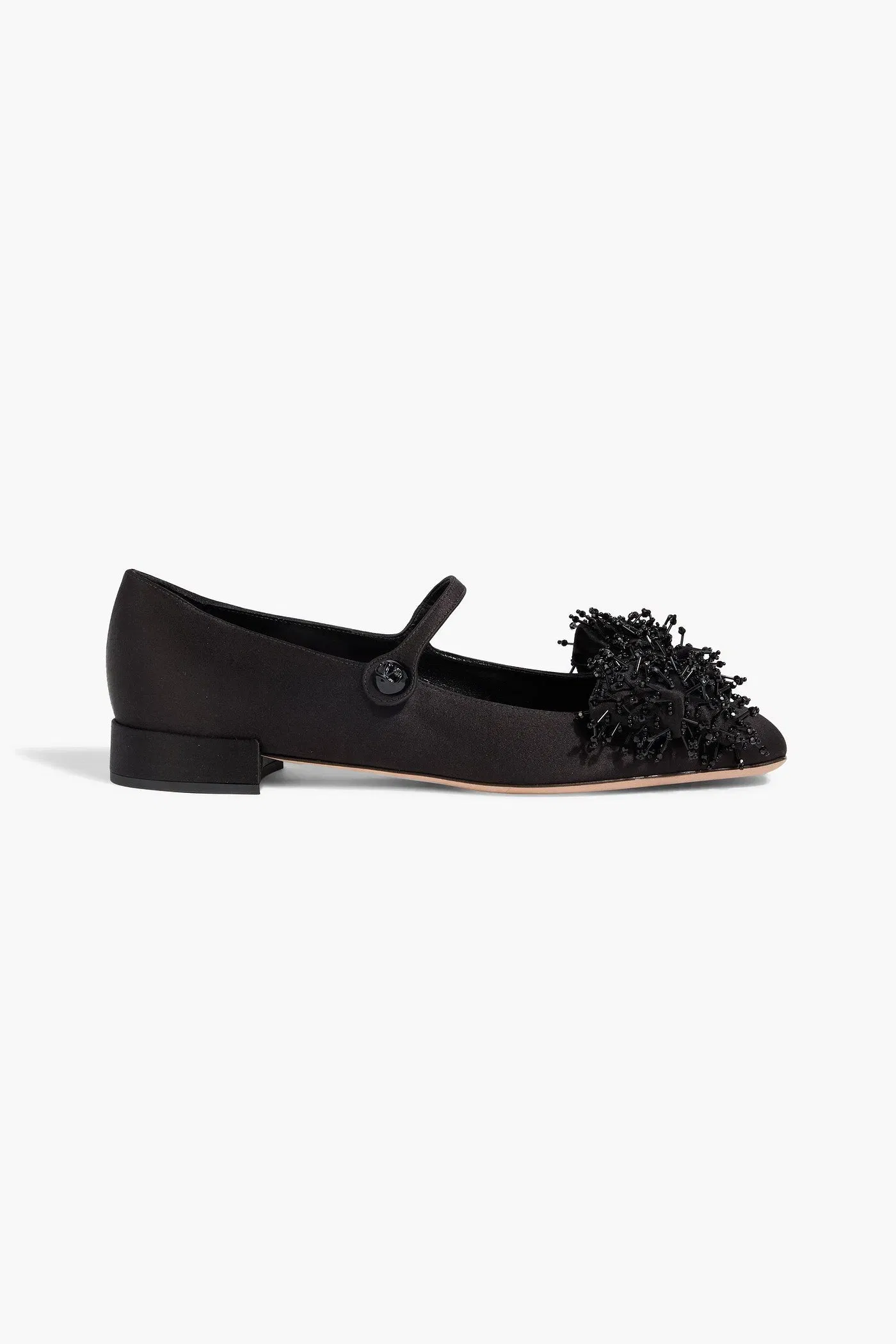 Valentino Garavani Bowjane Embellished Satin Mary Jane Pumps Black Women's
