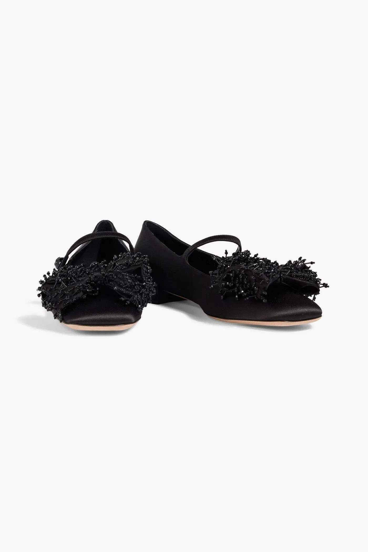 Valentino Garavani Bowjane Embellished Satin Mary Jane Pumps Black Women's