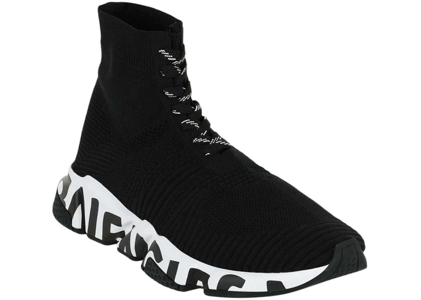 Balenciaga Speed Lace Up Graffiti Recycled Knit Graffiti Black White