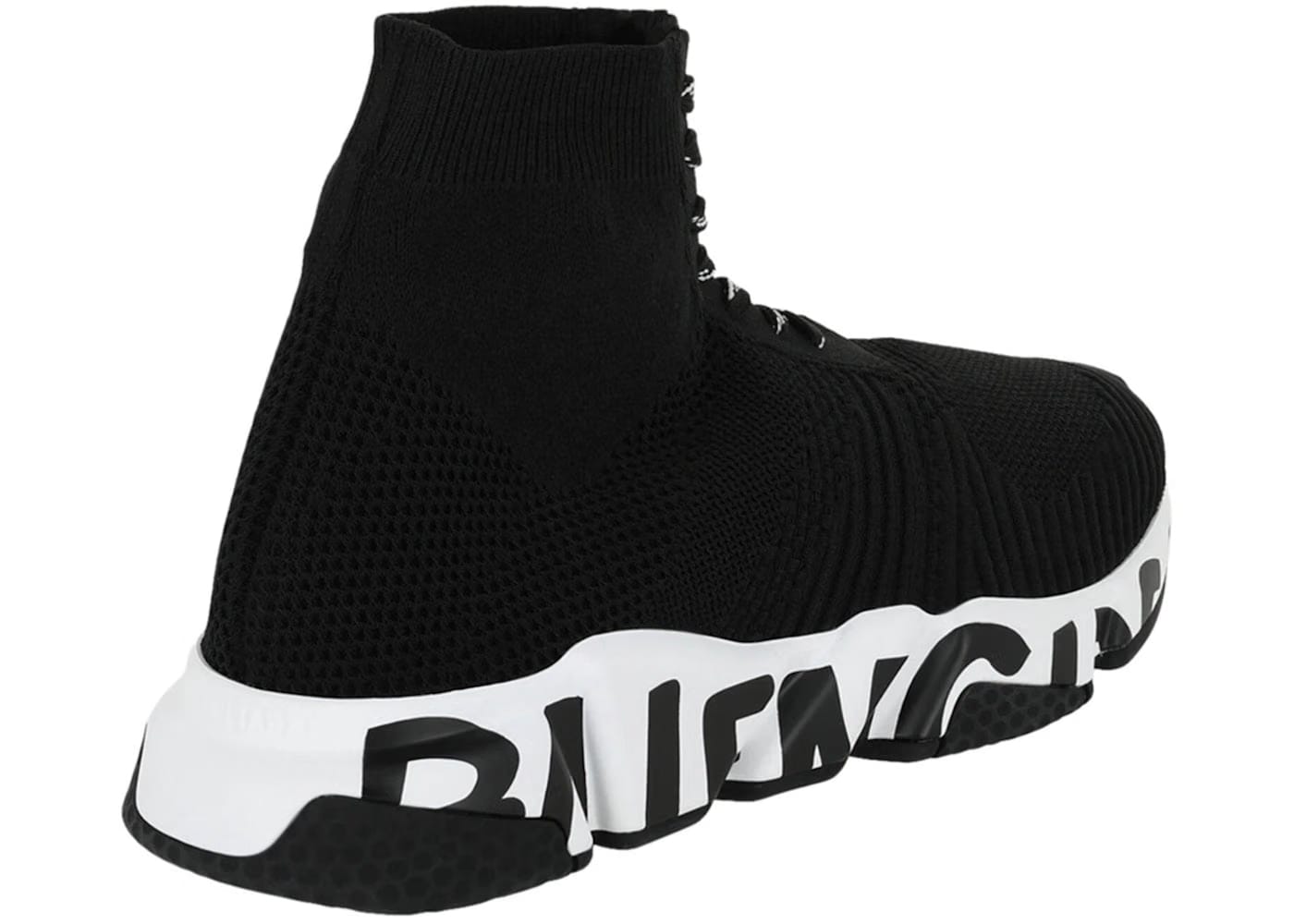 Balenciaga Speed Lace Up Graffiti Recycled Knit Graffiti Black White