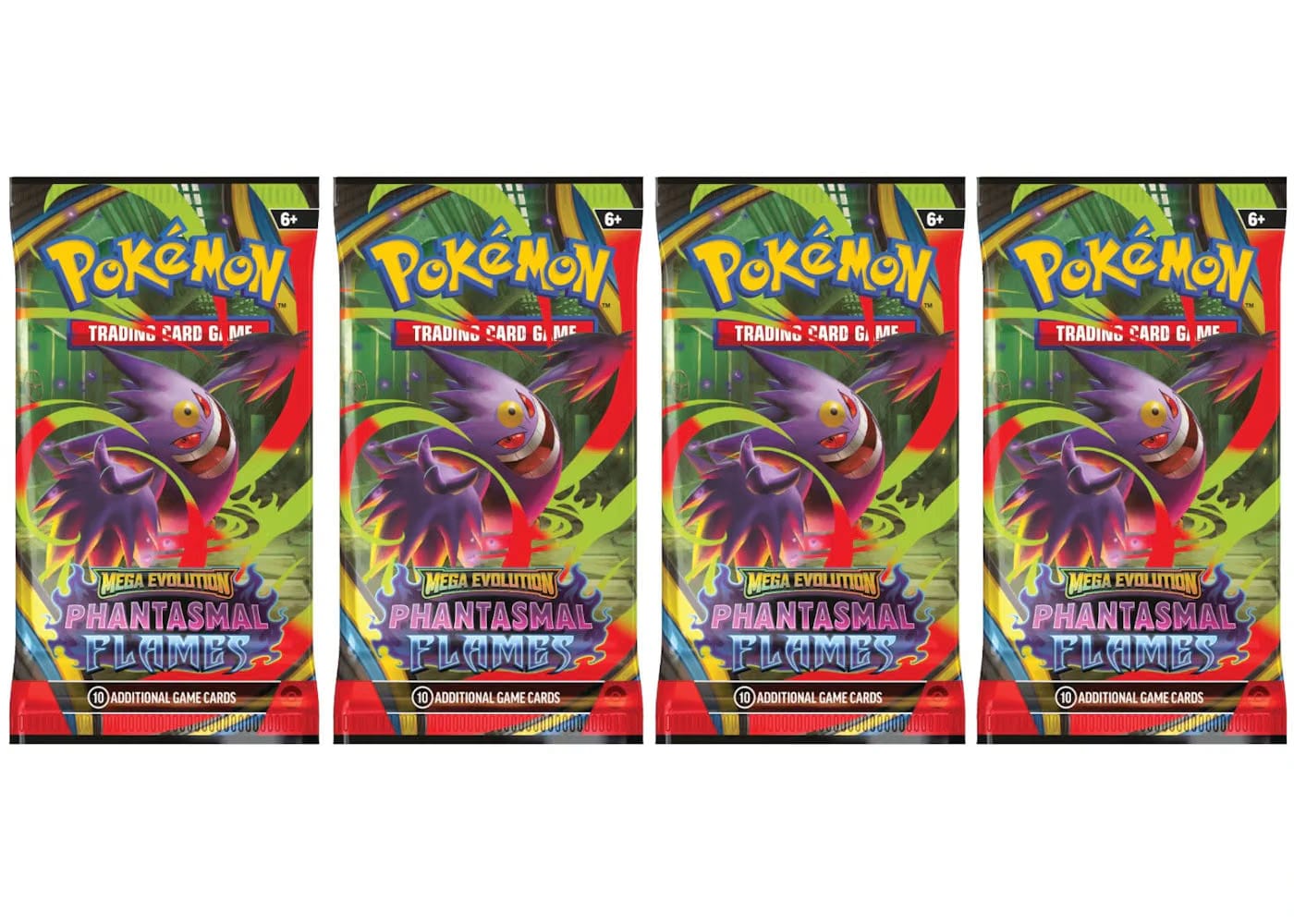 2025 Pokemon Mega Evolution Phantasmal Flames Mega Gengar Booster Pack 4X Lot